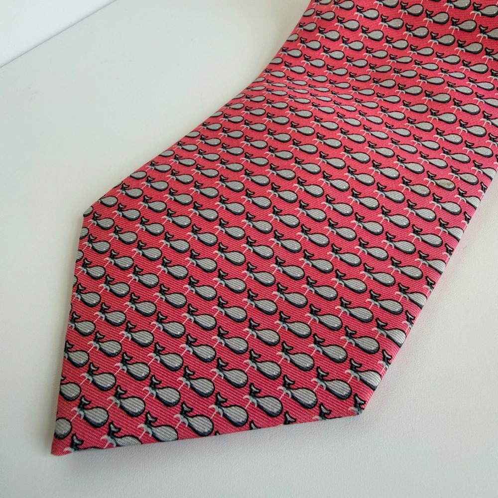 Silk Necktie Mens Pink Whale Nautical Classic Preppy Easter Coastal Vineyard‎